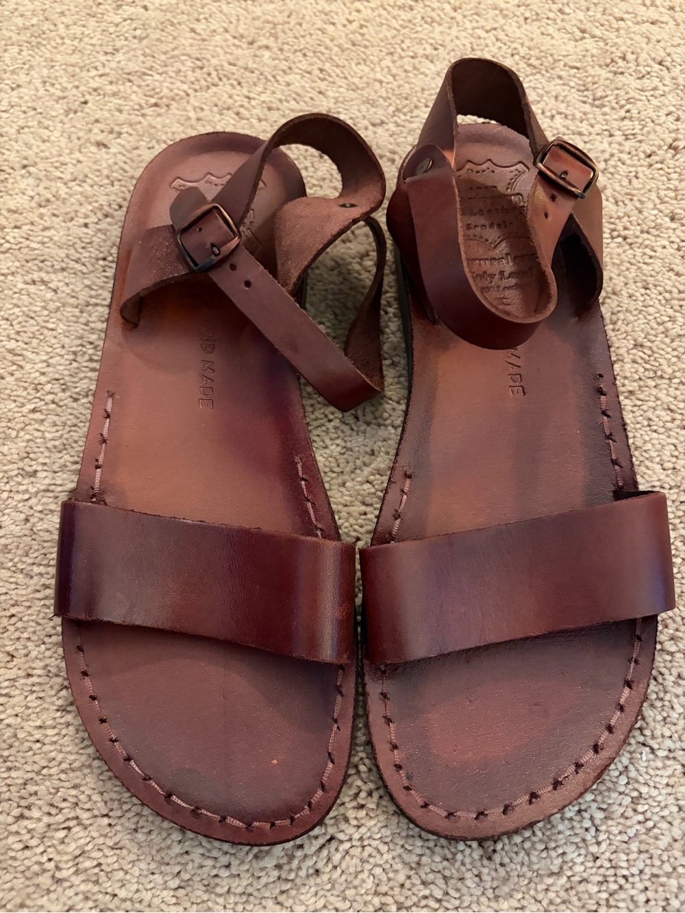 Men's Brown Leather Ankle-Strap Sandals